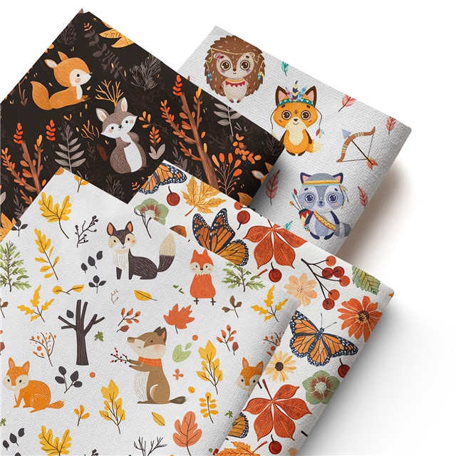 polyester cotton animals series polyester cotton fabric set (4 pcs/set)