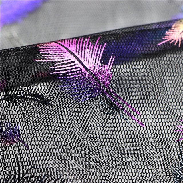hot stamping feather mesh fabric