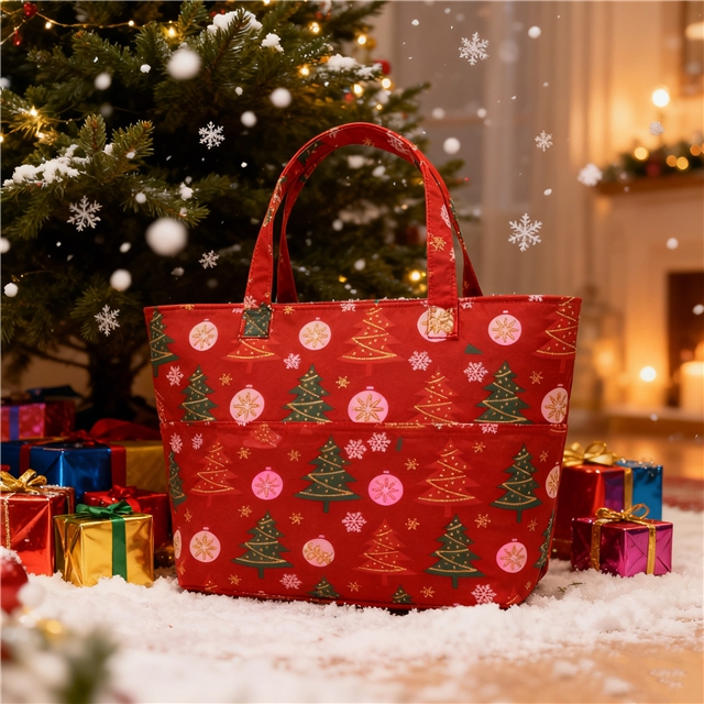 christmas tree glitter ink printed fine linen fabric