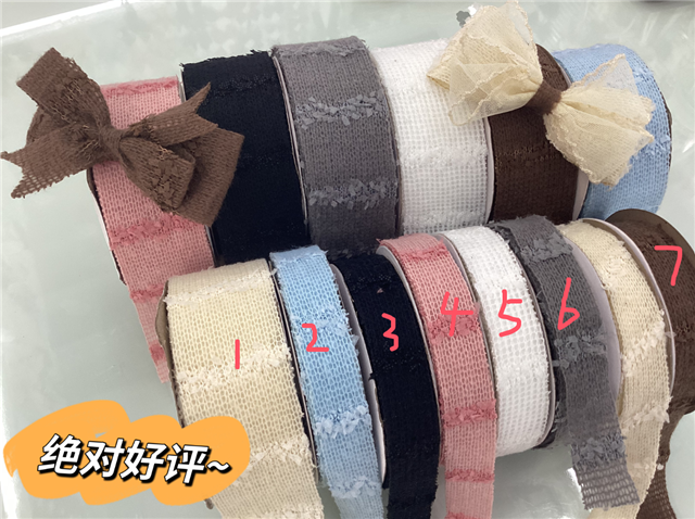 plain tassel striped yarn ribbon