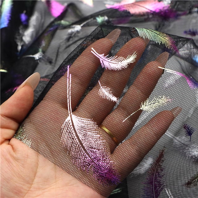hot stamping feather mesh fabric