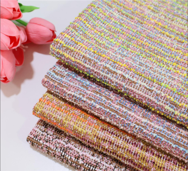 colorful bright silk woven horizontal stripe small fragrant style fabric