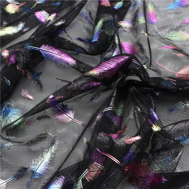 hot stamping feather mesh fabric
