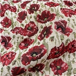 poppy flowers  yarn dyed jacquard fabric