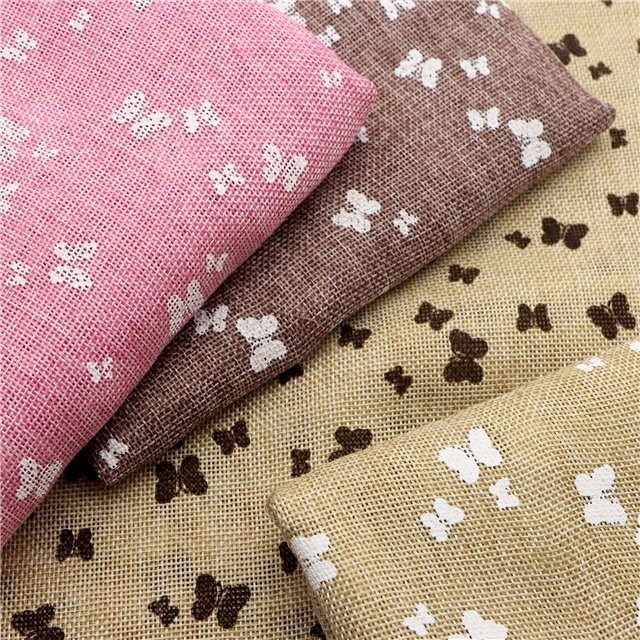 offset butterfly linen fabric