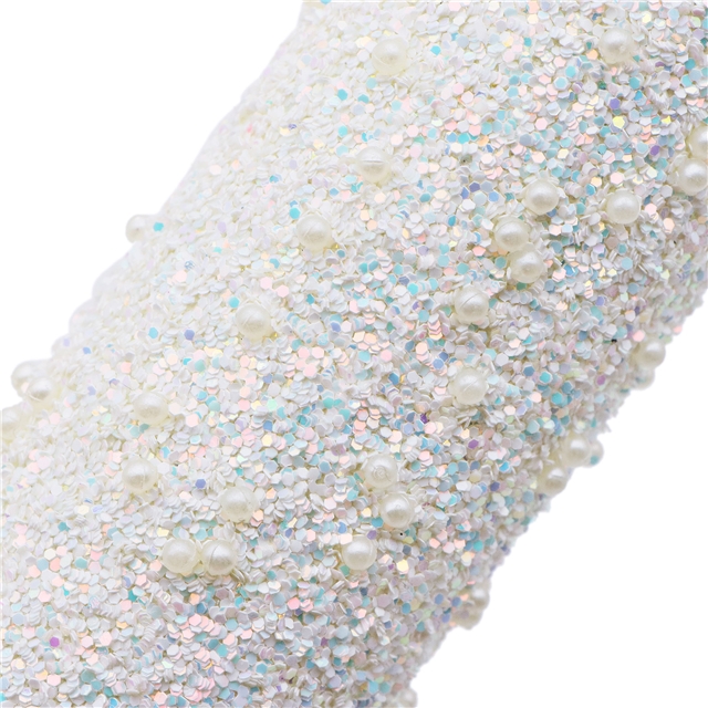synthetic leather chunky glitter covered with circle beads faux leather 50*140cm(19.7*55.1