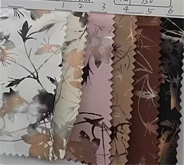 hot stamping leaf flower polyester fabric