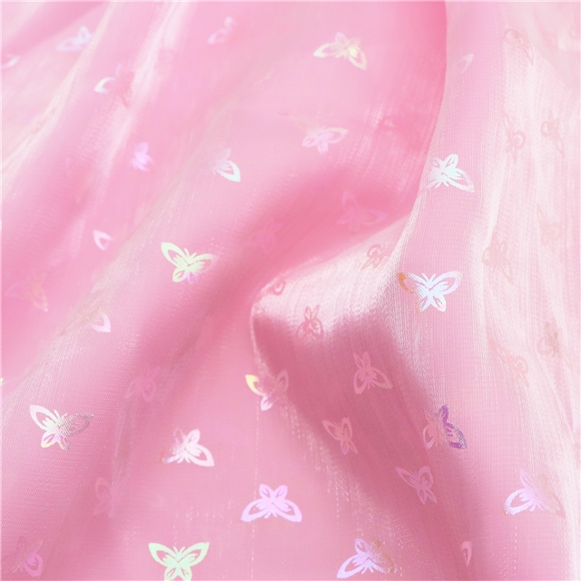 colorful hot stamping butterfly organza fabric