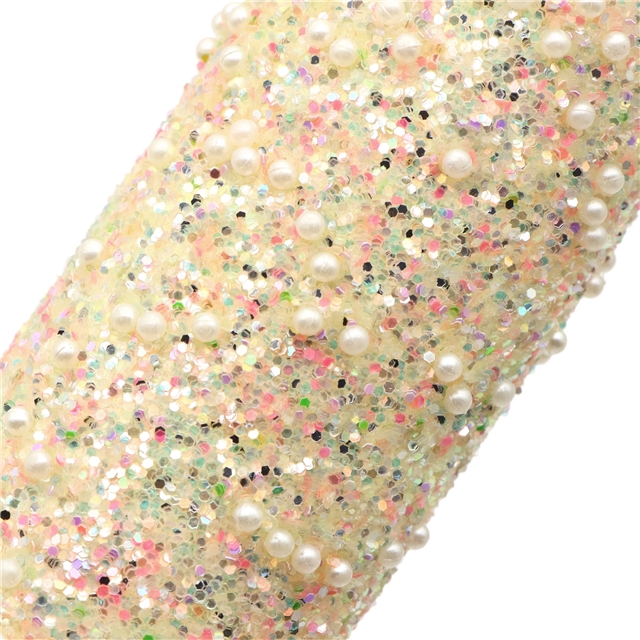synthetic leather chunky glitter covered with circle beads faux leather 20*33cm(7.9*13