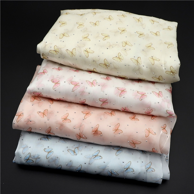 hot stamping butterfly organza fabric