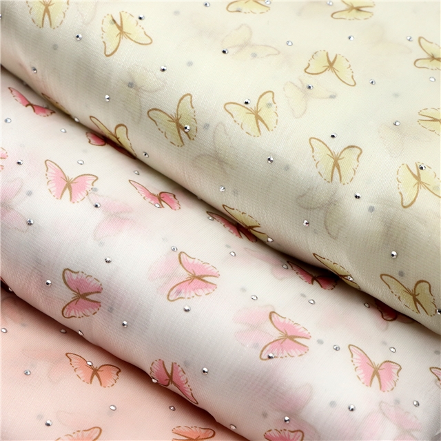 hot stamping butterfly organza fabric