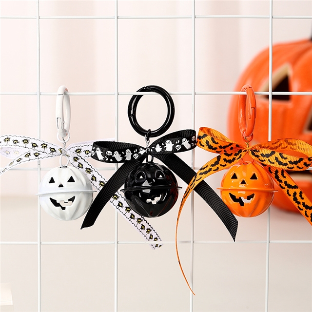iron halloween series cute pumpkin bell keychain pendant