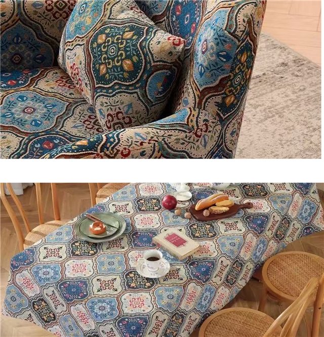 european bohemian jacquard contrasting polyester cotton fabric