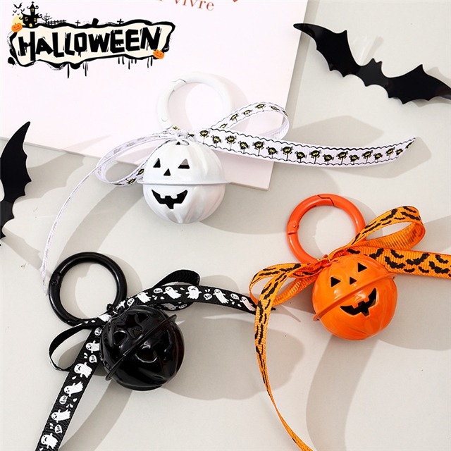 iron halloween series cute pumpkin bell keychain pendant