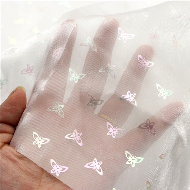 colorful hot stamping butterfly organza fabric