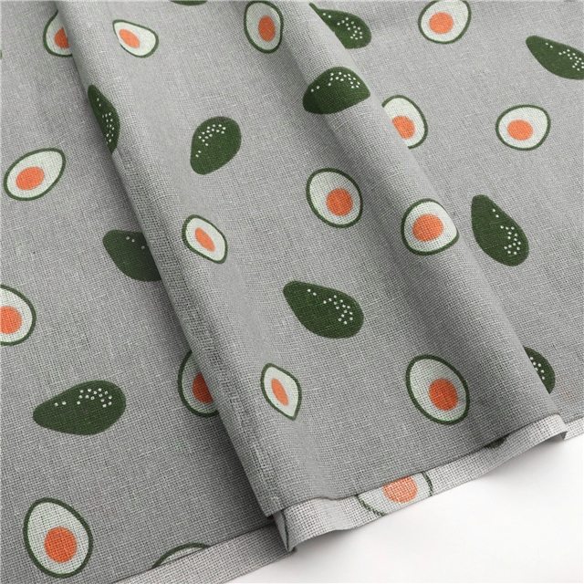 Fruit series printed linen fabric gray avocado,50*150cm(19.7*59.1