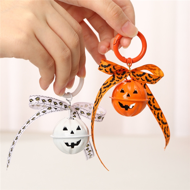 iron halloween series cute pumpkin bell keychain pendant