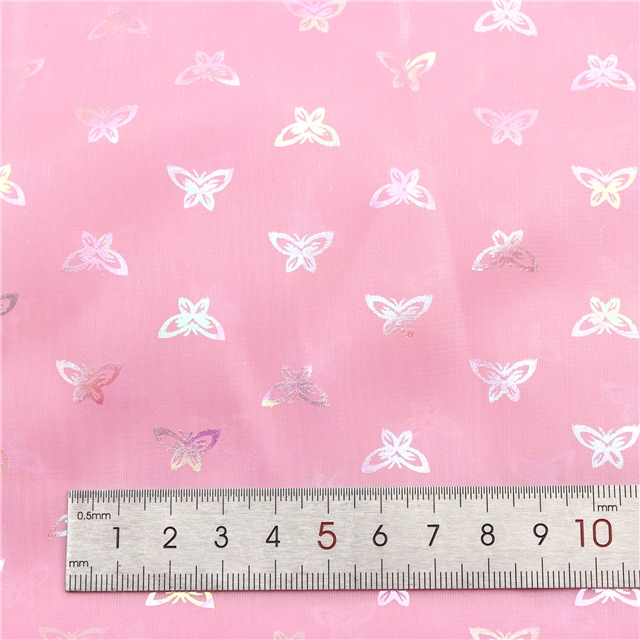 colorful hot stamping butterfly organza fabric
