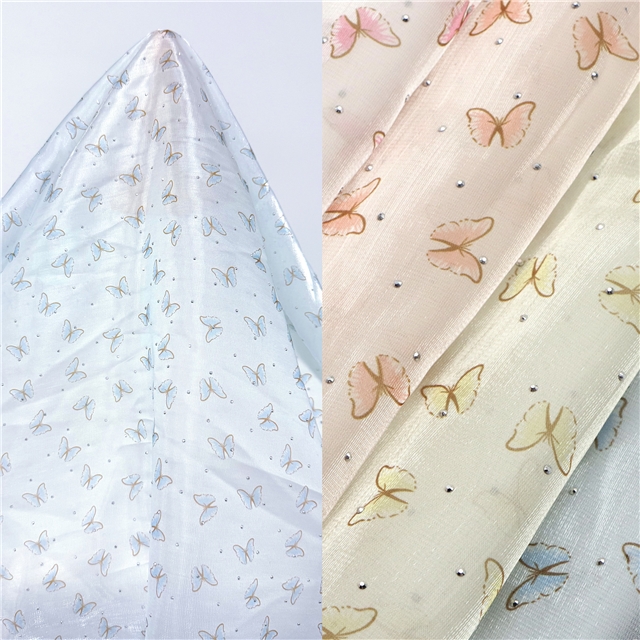 hot stamping butterfly organza fabric