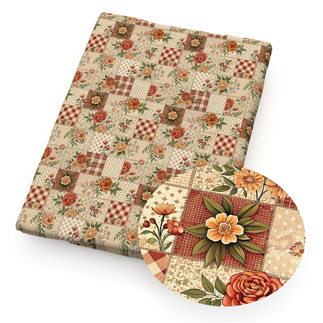 polyester cotton checkered flower series polyester cotton fabric set (5 pcs/set)