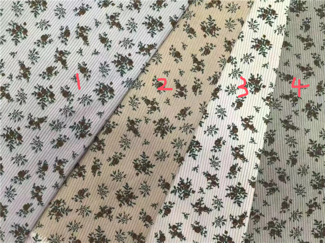 floral printed corduroy fabric