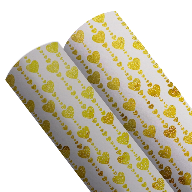 self printed gold foil faux leather fabric