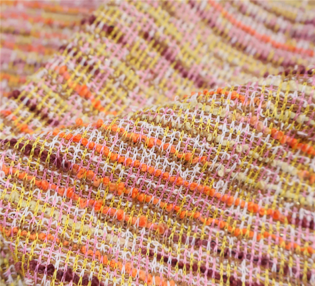 colorful bright silk woven horizontal stripe small fragrant style fabric