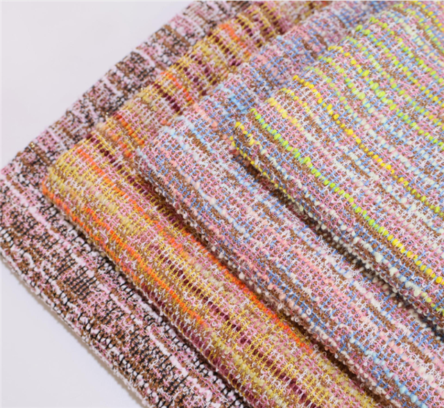 colorful bright silk woven horizontal stripe small fragrant style fabric