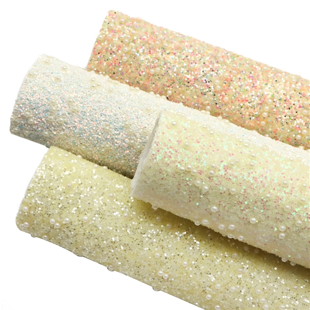 synthetic leather chunky glitter covered with circle beads faux leather