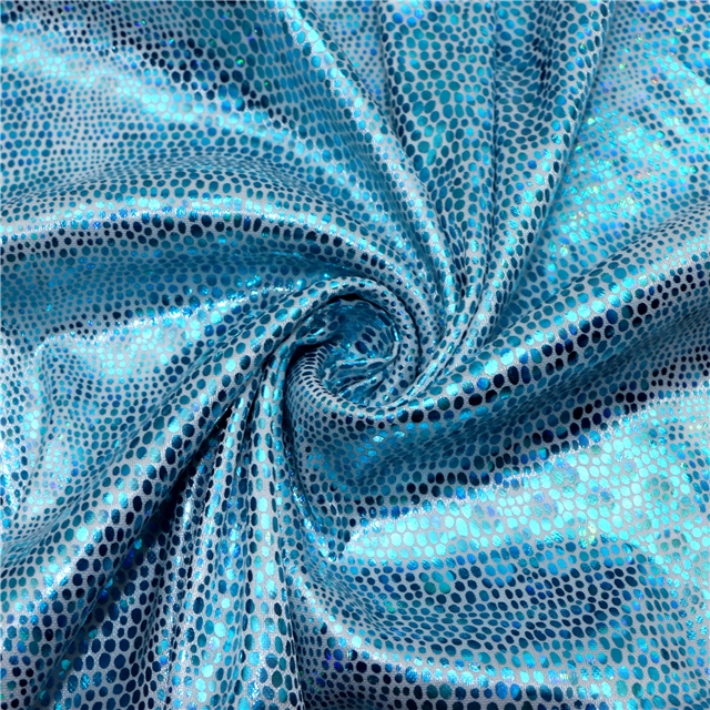 iridescent laser hot stamping irregular dots fabric 1# white+blue,50*150cm(19.7*59.1