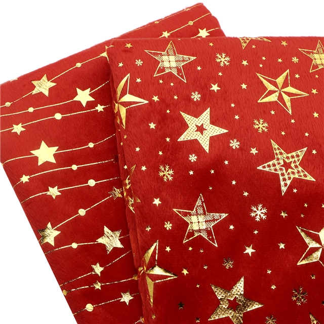 gold hot stamping star short plush fabric