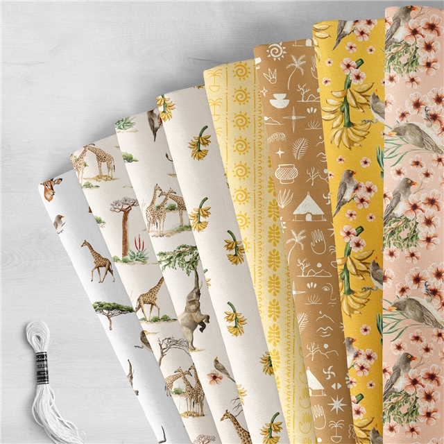 polyester cotton flower animal series polyester cotton fabric set (8 pcs/set)
