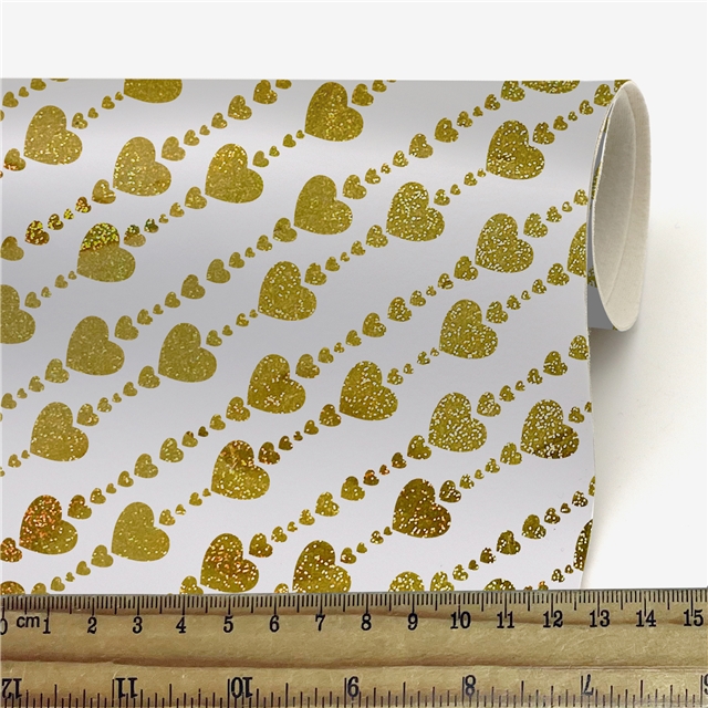 self printed gold foil faux leather fabric