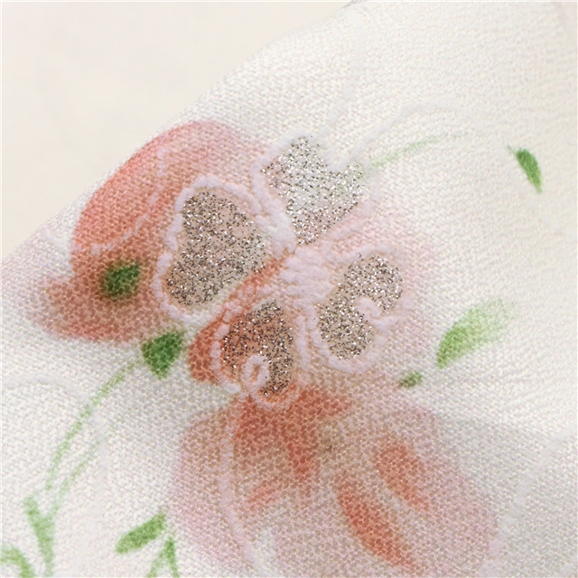 offset printed small floral glitter polyester fabric