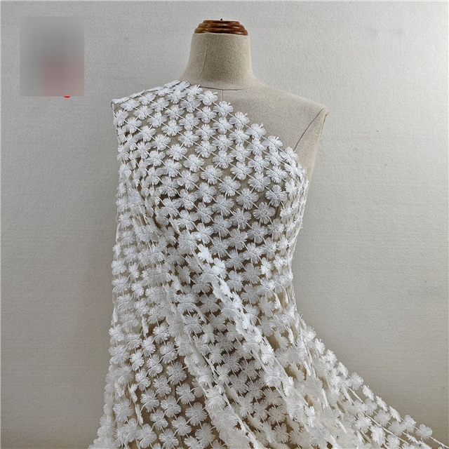 bright silk hollow small square water-soluble full width lace fabric