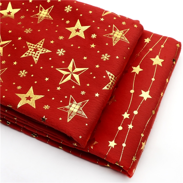 gold hot stamping star short plush fabric