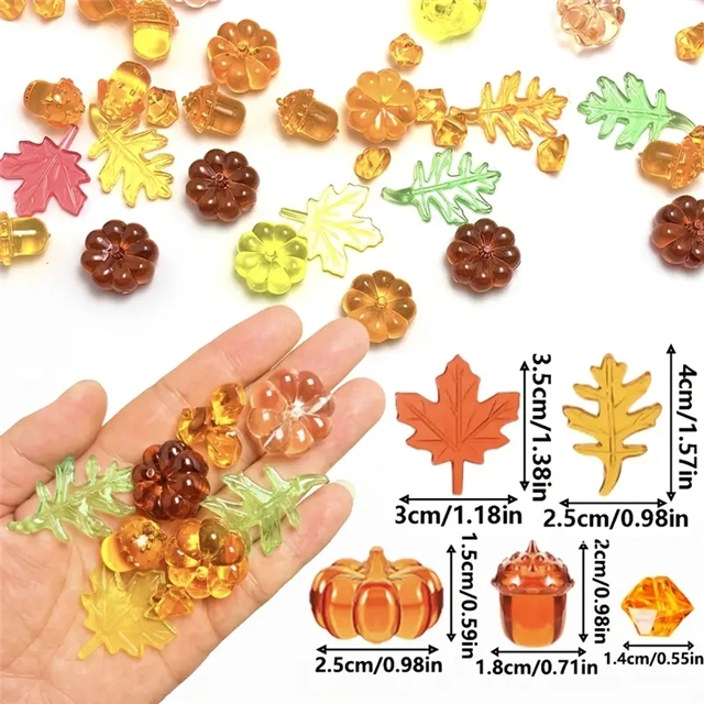 plastic/resin mixed thanksgiving plastic acrylic pumpkin acorn maple leaf ornament