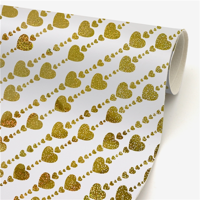 self printed gold foil faux leather fabric