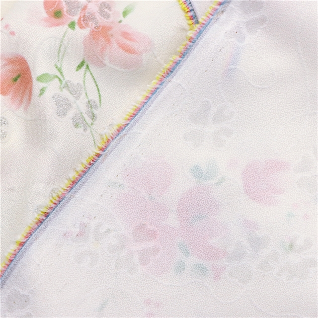 offset printed small floral glitter polyester fabric