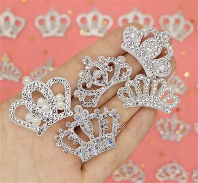 non woven fabric+rhinestone crown rhinestone non woven accessories