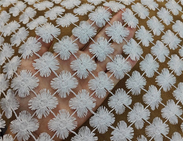 bright silk hollow small square water-soluble full width lace fabric