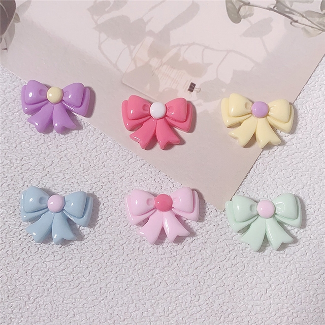 plastic/resin bright surface ribbon bow 3d resin accessories