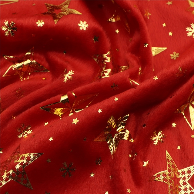 gold hot stamping star short plush fabric