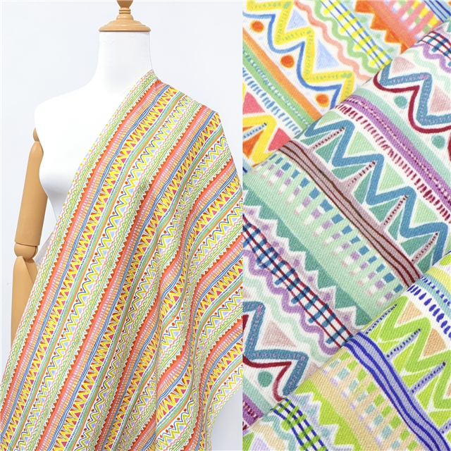 100% cotton 21 cotton twill digital printed geometric ethnic style fabric