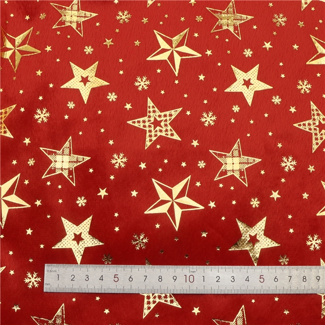 gold hot stamping star short plush fabric