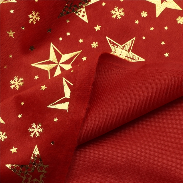 gold hot stamping star short plush fabric