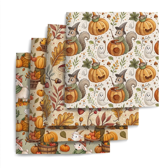 polyester cotton animal pumpkin series polyester cotton fabric set (4 pcs/set)