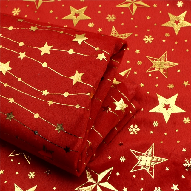 gold hot stamping star short plush fabric