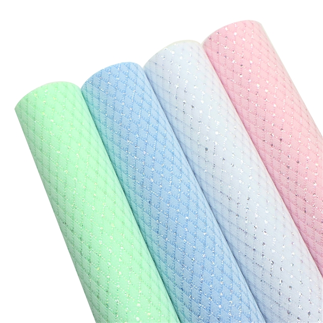 synthetic leather glitter rhombus faux leather