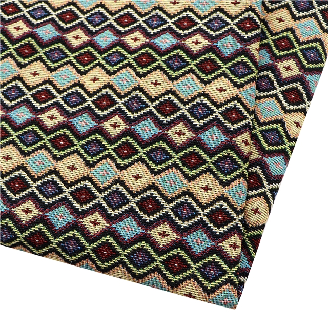 ethnic style geometric diamond pattern color woven jacquard fabric